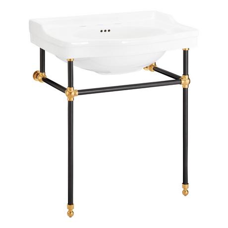 30" Cierra Console Sink with Two Tone Brass Stand - Black & Gold