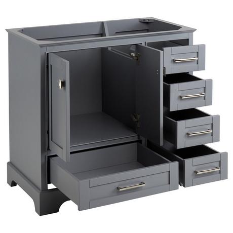 36" Quen Vanity With Left Offset Rectangular Undermount Sink - Gray