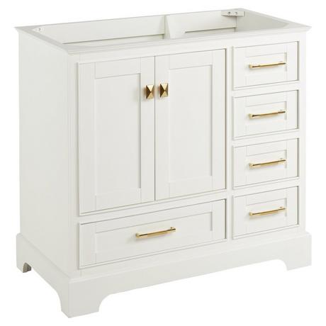 36" Quen Vanity With Left Offset Rectangular Undermount Sink - Soft White