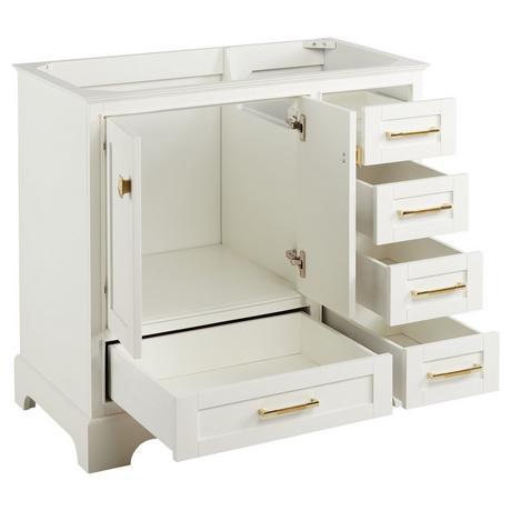 36" Quen Vanity With Left Offset Rectangular Undermount Sink - Soft White