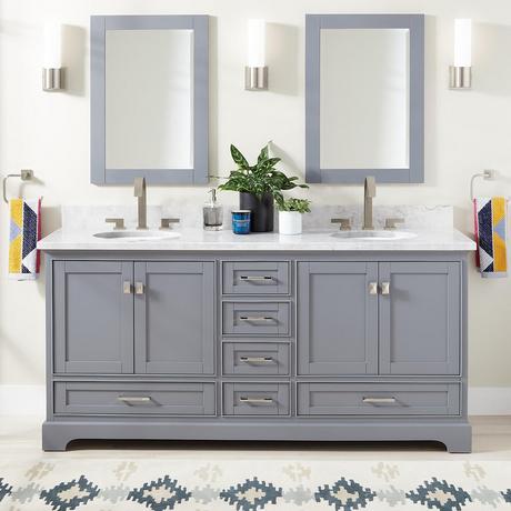 72" Quen Double Vanity With Undermount Sinks - Gray