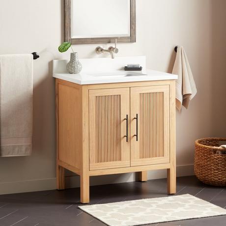 30" Ayanna Mindi Vanity with Rectangular Undermount Sink - Natural Mindi