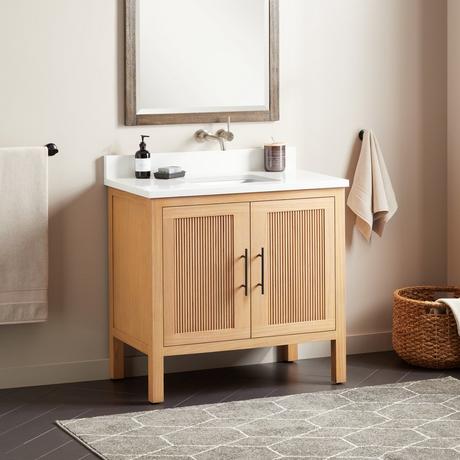 36" Ayanna Mindi Vanity with Rectangular Undermount Sink - Natural Mindi