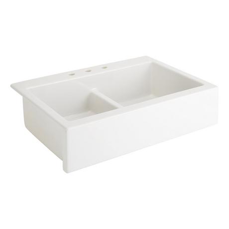 34" Galion Double-Bowl Fireclay Retrofit Farmhouse Sink - White