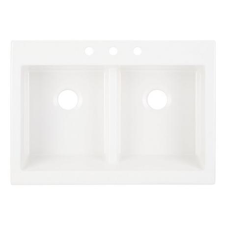 34" Galion Double-Bowl Fireclay Retrofit Farmhouse Sink - White
