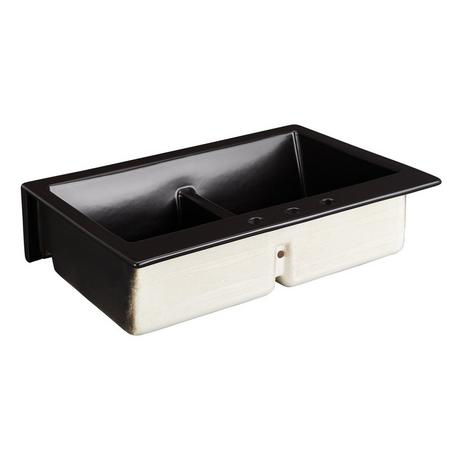 34" Galion Double-Bowl Fireclay Retrofit Farmhouse Sink - Matte Black