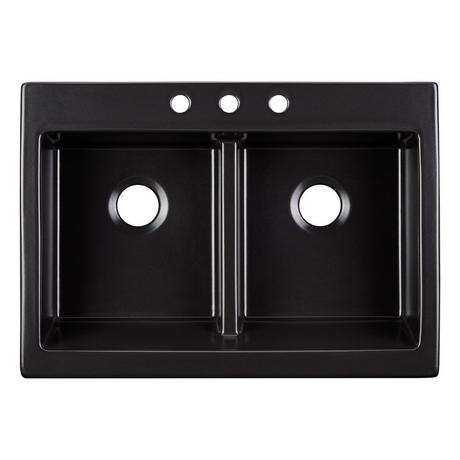 34" Galion Double-Bowl Fireclay Retrofit Farmhouse Sink - Matte Black