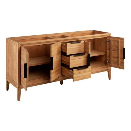 72" Aliso Teak Double Vanity - Natural Teak - Vanity Cabinet Only