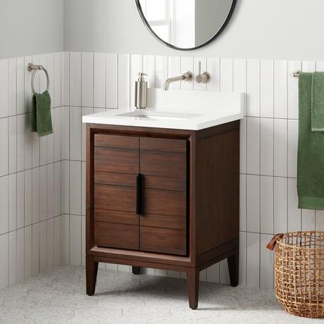 24" Aliso Teak Vanity with Rectangular Undermount Sink - Java