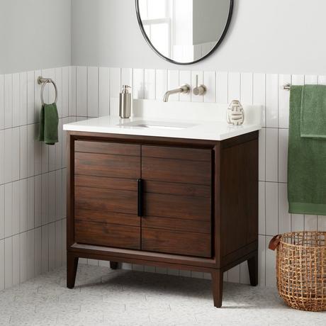 36" Aliso Teak Vanity with Rectangular Undermount Sink - Java