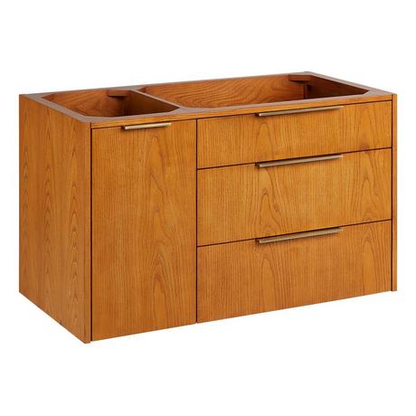 36" Dita Wall-Mount Vanity with Right Offset Rectangular Undermount Sink - Honey Oak