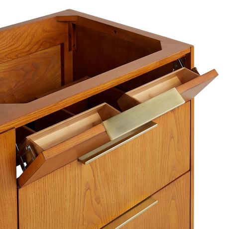 36" Dita Wall-Mount Vanity with Right Offset Rectangular Undermount Sink - Honey Oak