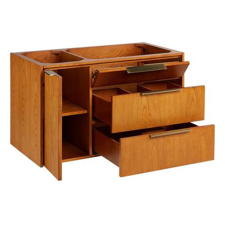 36" Dita Wall-Mount Vanity with Right Offset Rectangular Undermount Sink - Honey Oak
