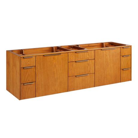 72" Dita Wall-Mount Double Vanity with Undermount Sinks - Honey Oak