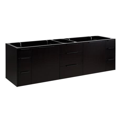 72" Dita Wall-Mount Double Vanity with Rectangular Undermount Sinks - Black