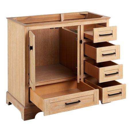 36" Quen Vanity With Left Offset Rectangular Undermount Sink - Driftwood Brown