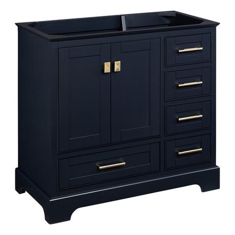 36" Quen Vanity With Left Offset Rectangular Undermount Sink - Midnight Navy Blue
