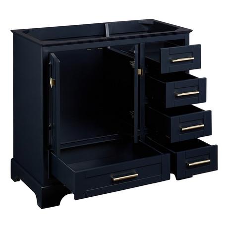 36" Quen Vanity With Left Offset Rectangular Undermount Sink - Midnight Navy Blue