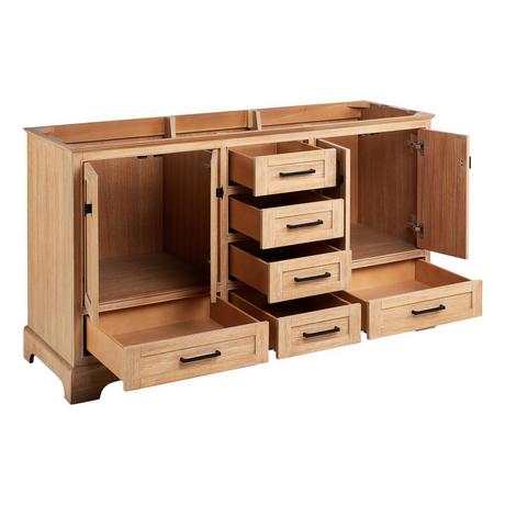 60" Quen Double Vanity With Undermount Sinks - Driftwood Brown