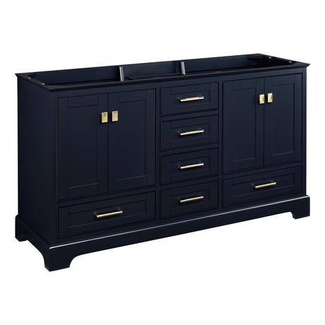 60" Quen Double Vanity With Rectangular Undermount Sinks - Midnight Navy Blue
