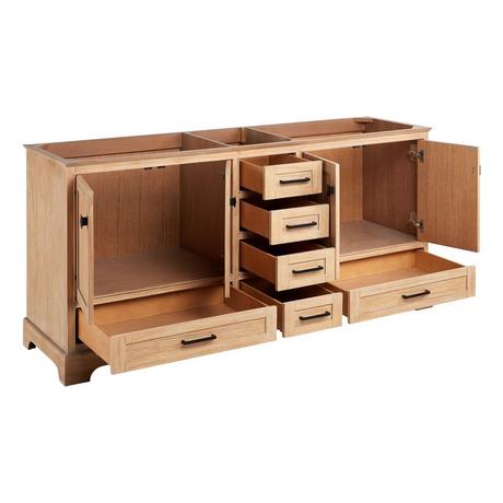 72" Quen Double Vanity With Undermount Sinks - Driftwood Brown