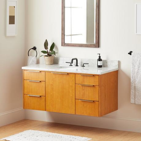 48" Dita Wall-Mount Vanity with Undermount Sink - Honey Oak