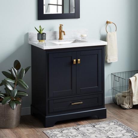 30" Quen Vanity With Rectangular Undermount Sink - Midnight Navy Blue