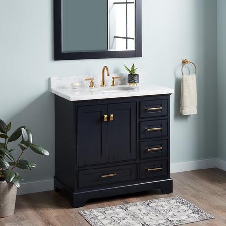 36" Quen Vanity With Undermount Sink - Midnight Navy Blue