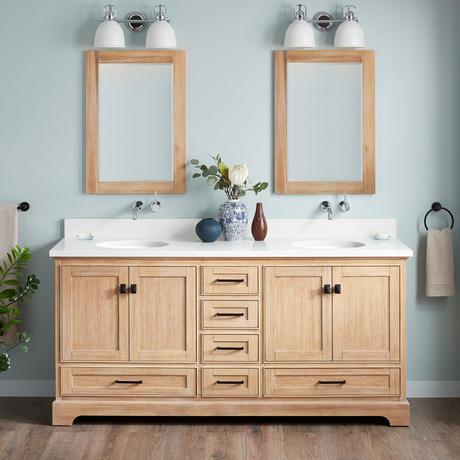 72" Quen Double Vanity With Undermount Sinks - Driftwood Brown