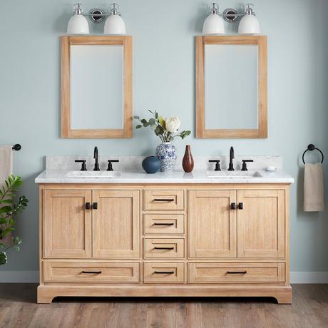 72" Quen Double Vanity With Rectangular Undermount Sinks - Driftwood Brown