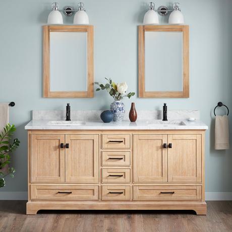 72" Quen Double Vanity With Rectangular Undermount Sinks - Driftwood Brown