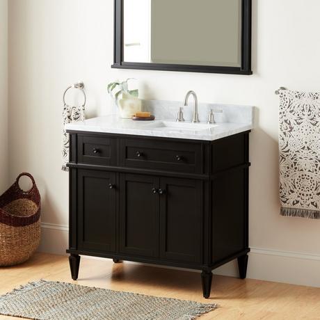 36" Elmdale Vanity for Right Offset Rect Undmnt Sink - Charcoal Black
