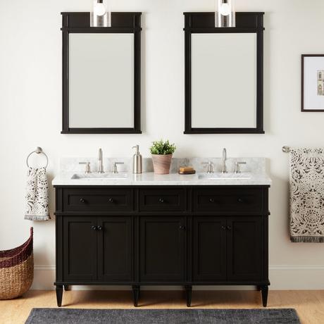 60" Elmdale Double Vanity with Rectangular Undermount Sinks - Charcoal Black