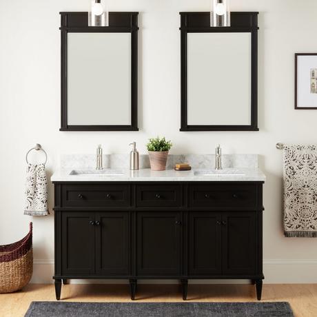 60" Elmdale Double Vanity with Rectangular Undermount Sinks - Charcoal Black