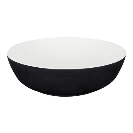 Elkshire Textured Solid Surface Vessel Sink - Matte Black Exterior Matte White Interior