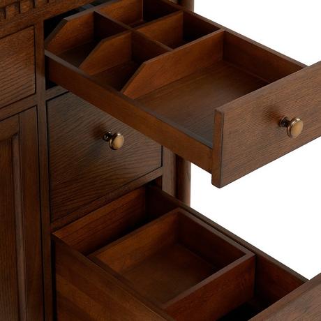 36" Claudia Vanity - Antique Coffee with Left Offset Rect Undermount Sink-Carrara Marble Widespread