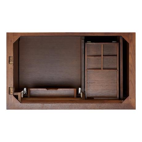 36" Claudia Vanity - Antique Coffee with Left Offset Rect Undermount Sink-Carrara Marble Widespread