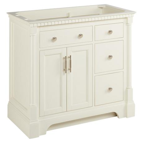 36" Claudia Vanity - White with Left Offset Rectangular Undermount Sink - Carrara Marble Widespread