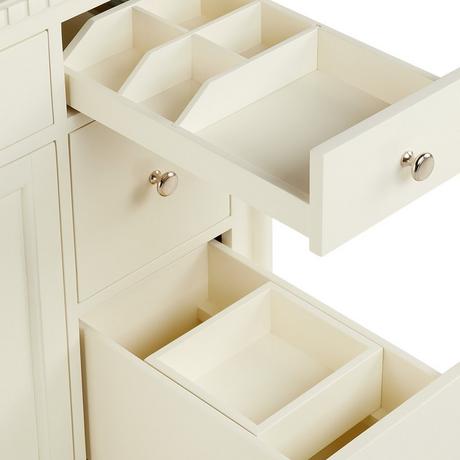 36" Claudia Vanity - White with Left Offset Rectangular Undermount Sink - Carrara Marble Widespread