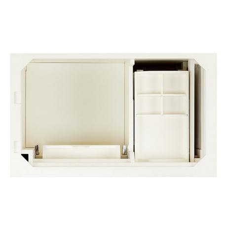 36" Claudia Vanity - White with Left Offset Rectangular Undermount Sink - Carrara Marble Widespread