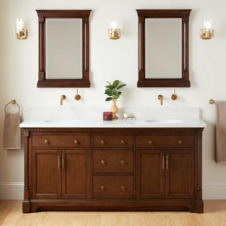 72" Claudia Double Vanity With Undermount Sinks - Antique Coffee