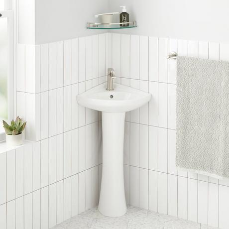 Point Roberts Porcelain Corner Pedestal Sink