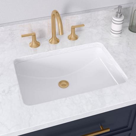 Destin Narrow Rectangular Undermount Bathroom Sink - White