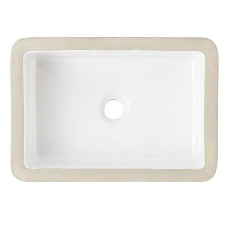 Destin Narrow Rectangular Undermount Bathroom Sink - White