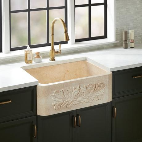30" Silbury Ivy Marble Farmhouse Sink - Egyptian Cream