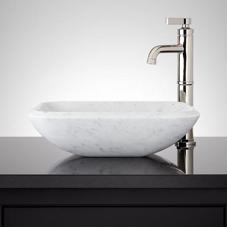 Shea Curved Marble Vessel Sink - Carrara