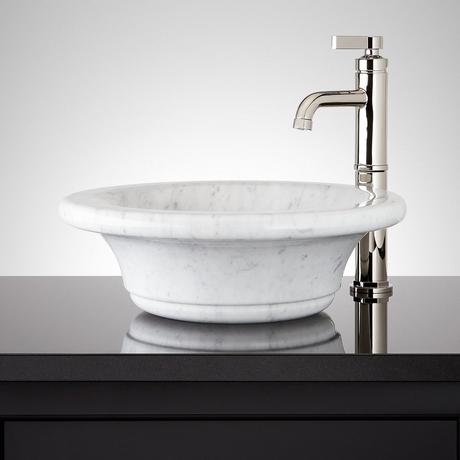Rue Curved Marble Vessel Sink - Carrara