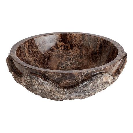 Hull Round Marble Vessel Sink - Dark Emperador