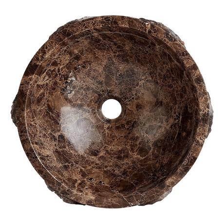 Hull Round Marble Vessel Sink - Dark Emperador