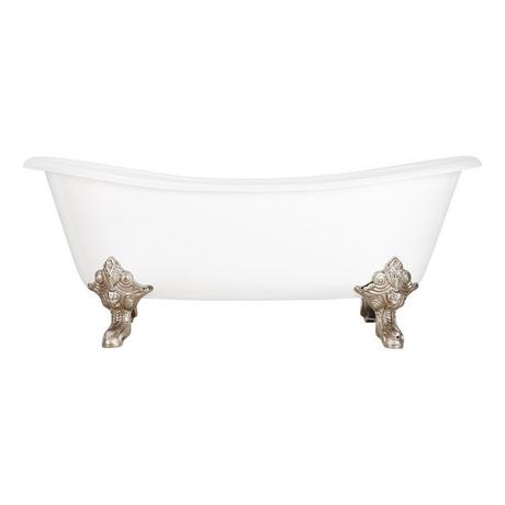 67" Lena Cast Iron Clawfoot Tub - Continuous Rolled Rim - Monarch Feet